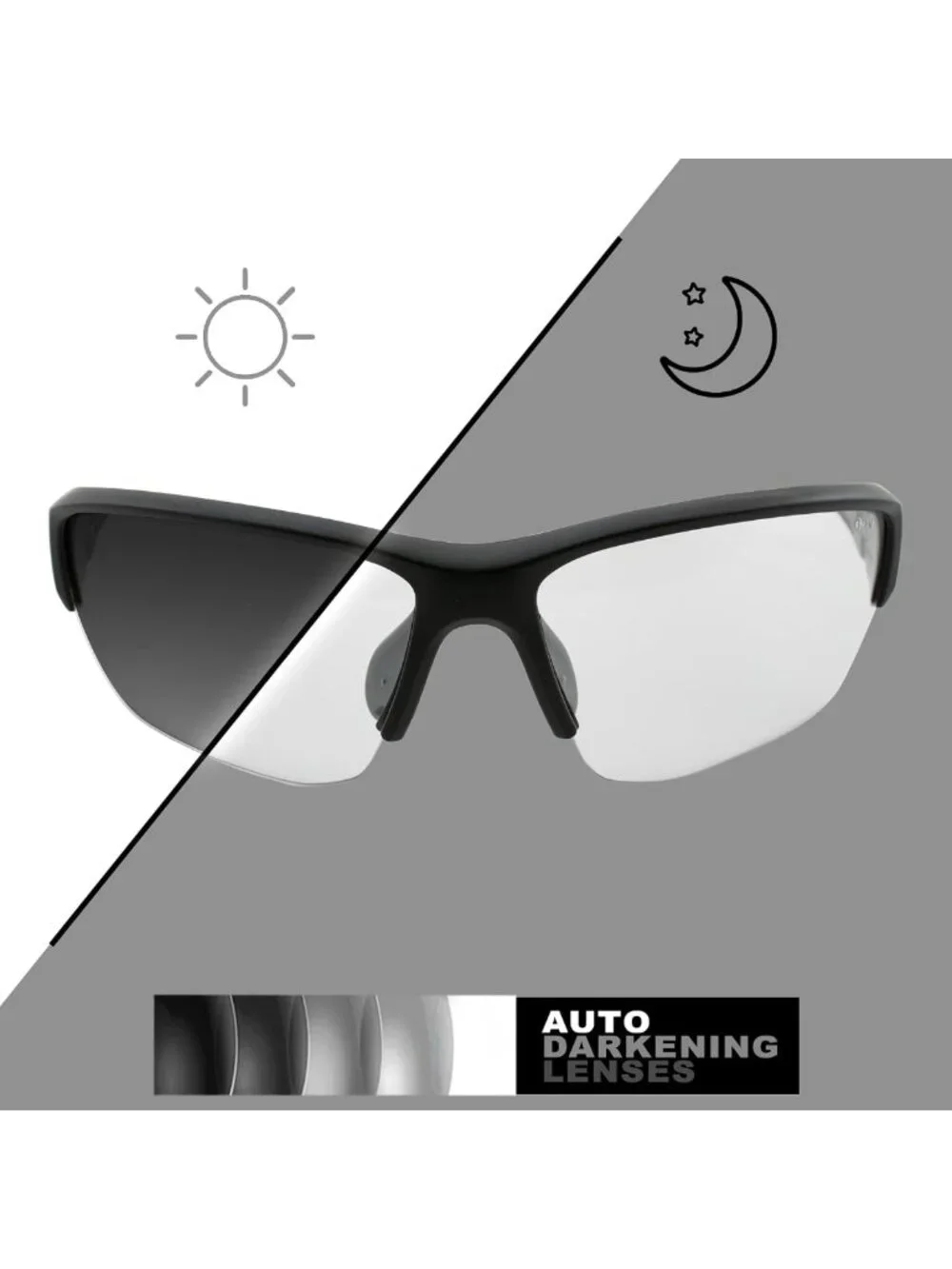 Photochromic Safety Sunglasses | Auto-Darkening Clear to Smoke Lens | ANSI Z87.1